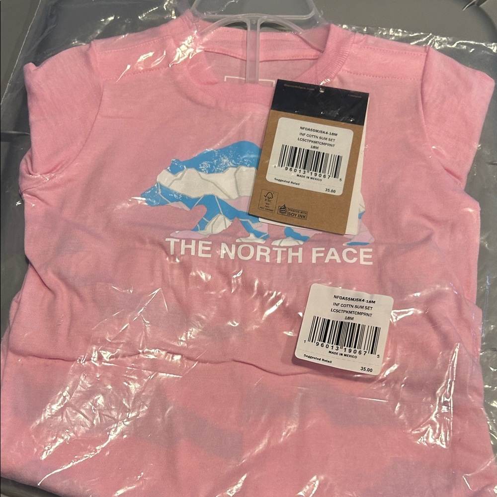 Girls 18 month two piece outfit set new NWT cotton bear north face